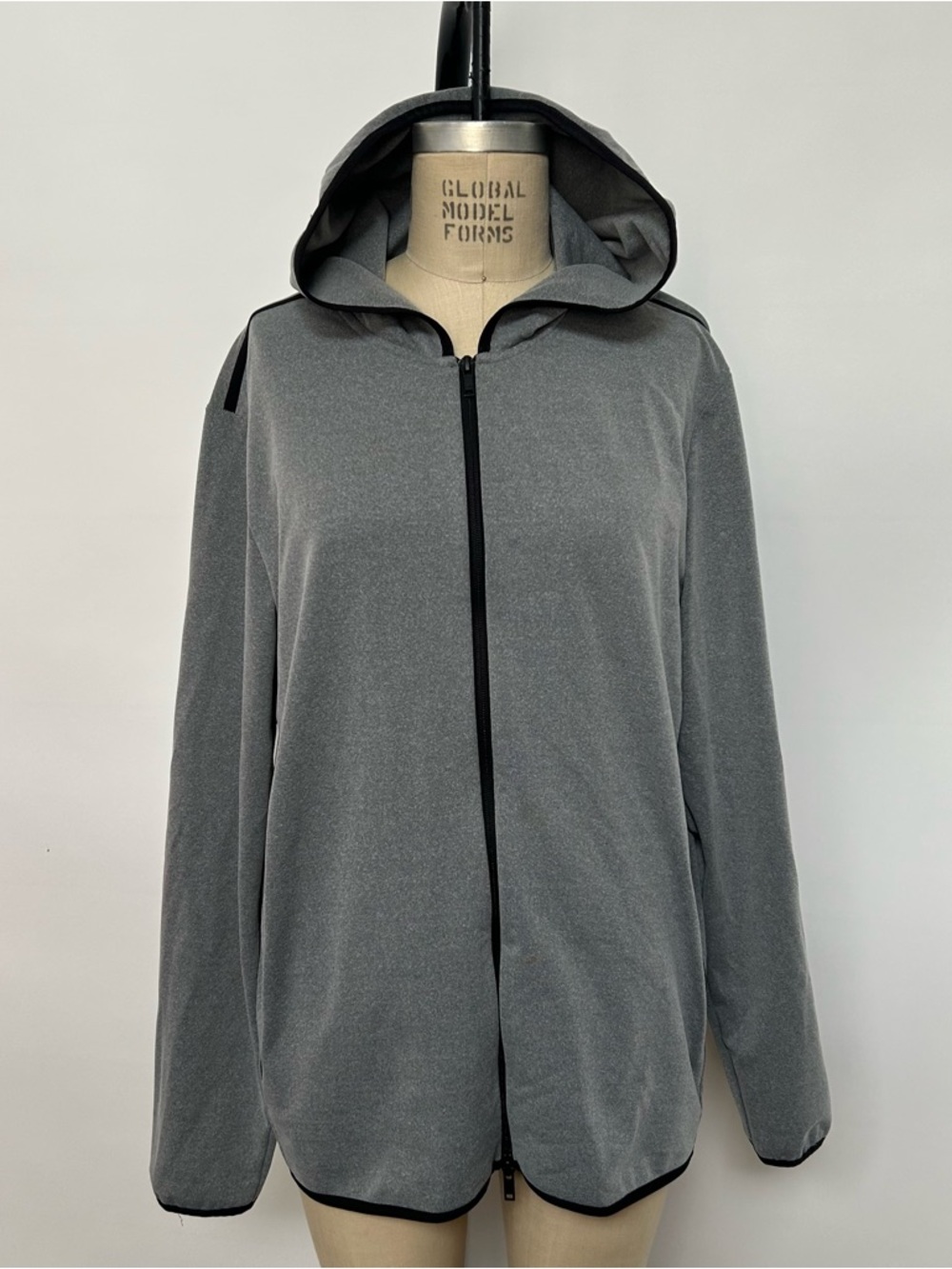 Theory Gray and Black Hooded Jacket